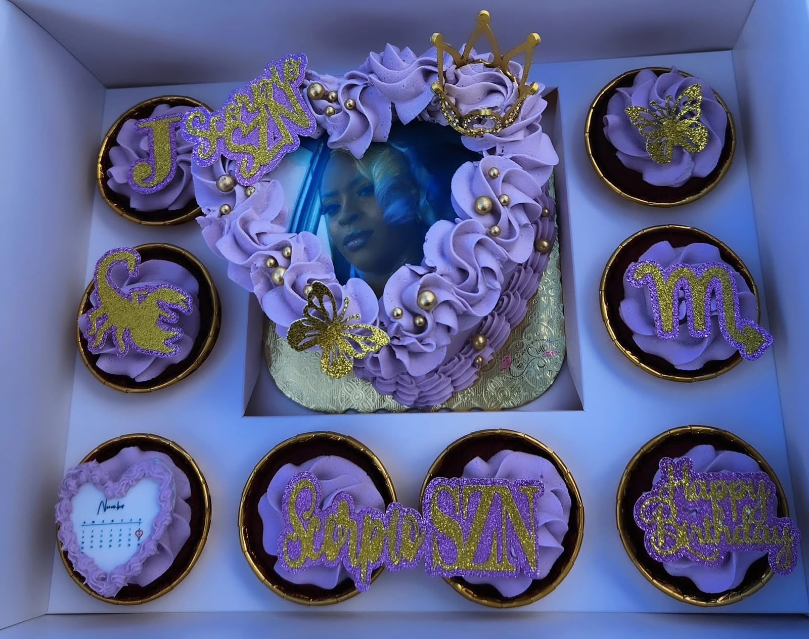 Heart Shaped Scorpio Themed Bento Box with 8 cupcakes