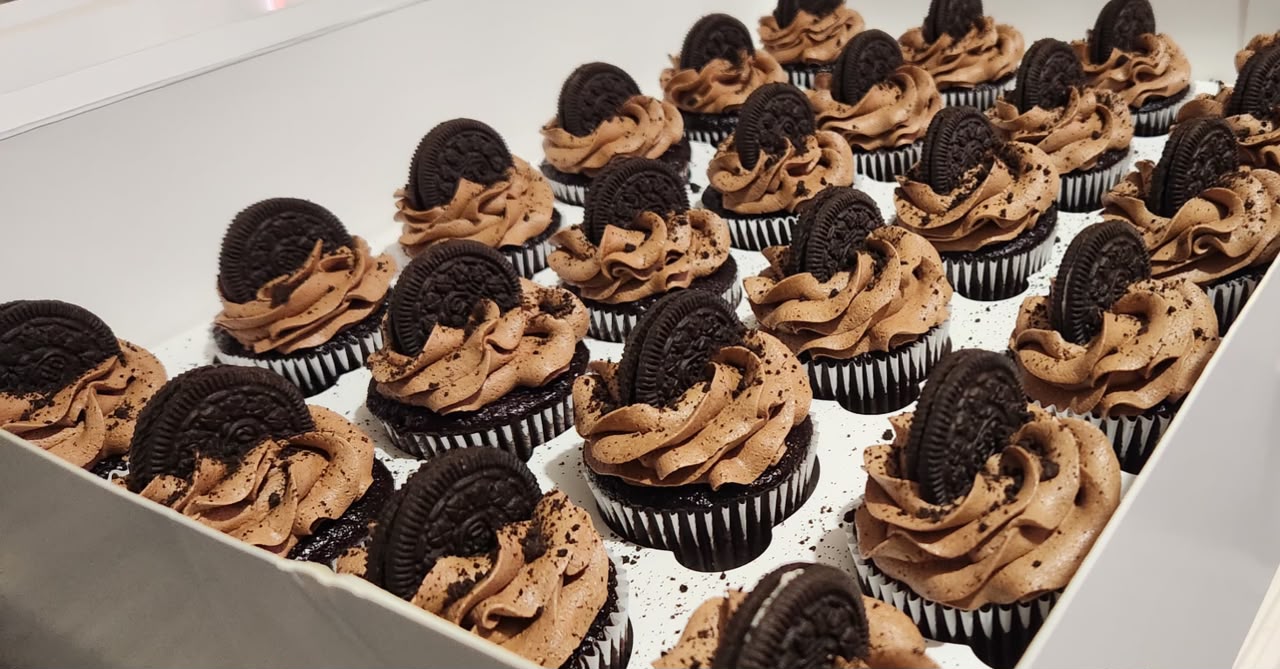 Double Chocolate Cupcakes Topped with Oreos