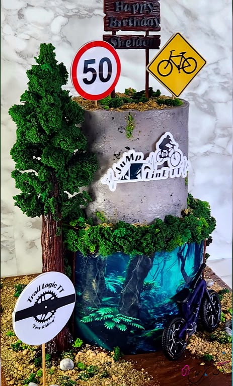 Cycling and Mountain Themed Cake